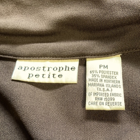 APOSTROPHE Petite Brown Light Sweater Shacket 3/4 Sleeves Womens Medium Petite - Picture 8 of 10
